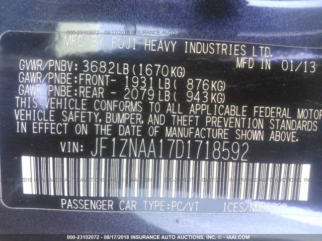 JF1ZNAA17D1718592 - 2013 TOYOTA SCION FR-S BLACK photo 9