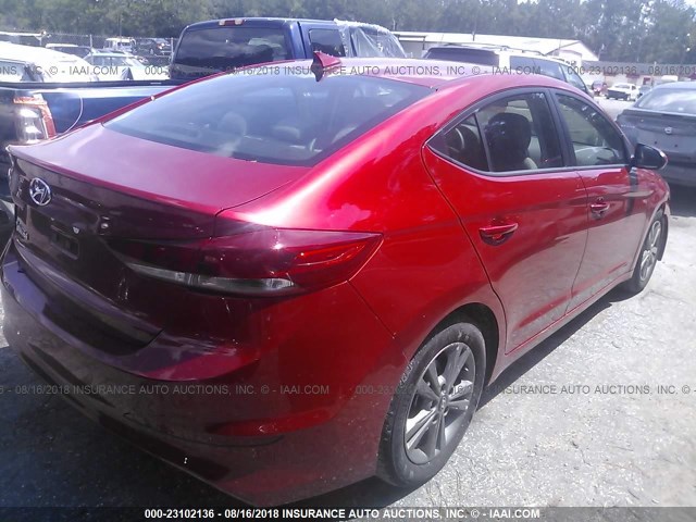 5NPD84LF8JH309043 - 2018 HYUNDAI ELANTRA SEL/VALUE/LIMITED RED photo 4