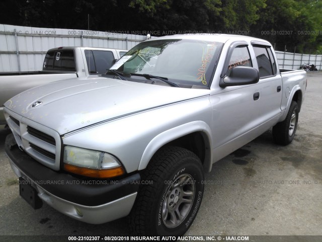 1D7HG38NX3S304189 - 2003 DODGE DAKOTA QUAD SPORT SILVER photo 2