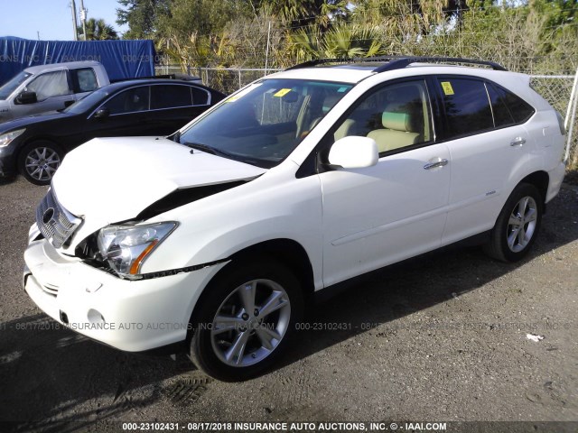 JTJGW31U982850223 - 2008 LEXUS RX 400H WHITE photo 2