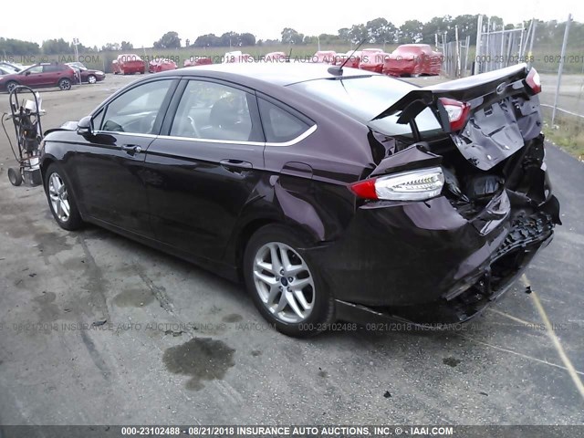 3FA6P0H71DR350790 - 2013 FORD FUSION SE BURGUNDY photo 3