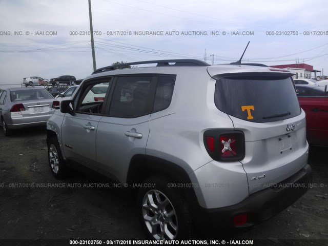 ZACCJBBT0FPB55800 - 2015 JEEP RENEGADE LATITUDE SILVER photo 3