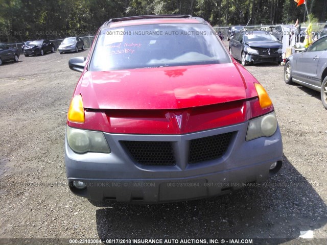 3G7DA03E21S502667 - 2001 PONTIAC AZTEK RED photo 6