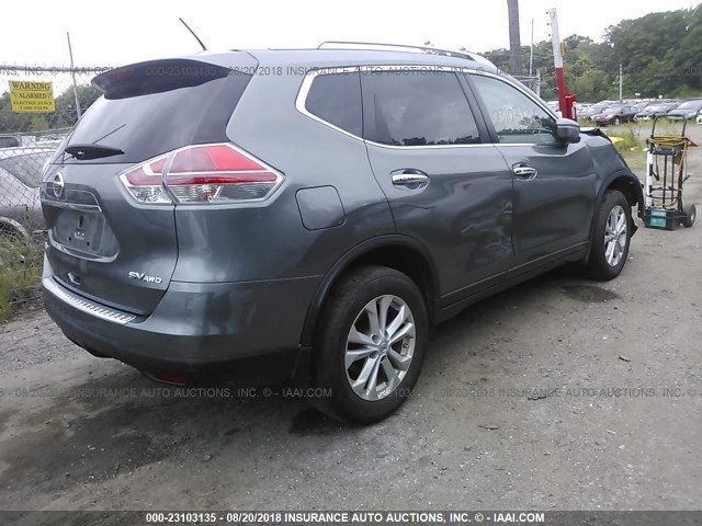 KNMAT2MV5FP574705 - 2015 NISSAN ROGUE S/SL/SV GRAY photo 4