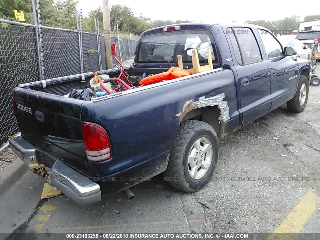 1B7GL2AX21S111409 - 2001 DODGE DAKOTA QUAD Navy photo 4