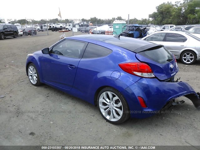 KMHTC6AD3CU057360 - 2012 HYUNDAI VELOSTER BLUE photo 3