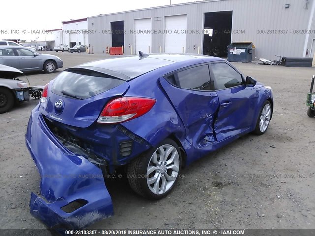 KMHTC6AD3CU057360 - 2012 HYUNDAI VELOSTER BLUE photo 4