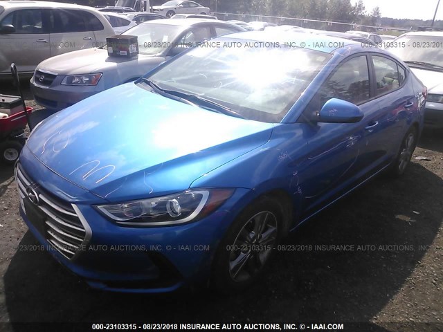 5NPD84LF3HH022039 - 2017 HYUNDAI ELANTRA SE/VALUE/LIMITED BLUE photo 2