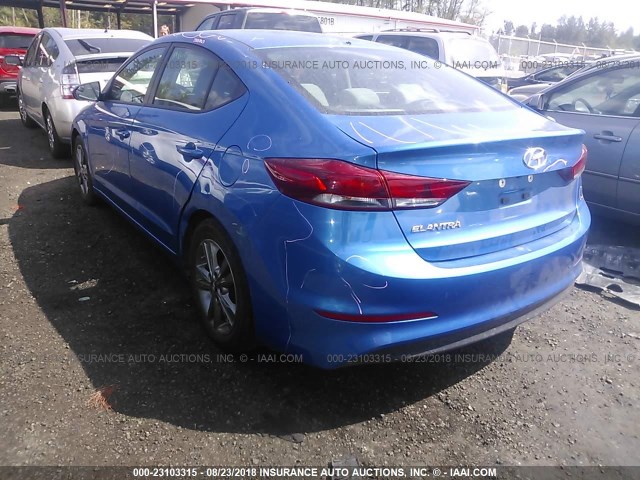 5NPD84LF3HH022039 - 2017 HYUNDAI ELANTRA SE/VALUE/LIMITED BLUE photo 3