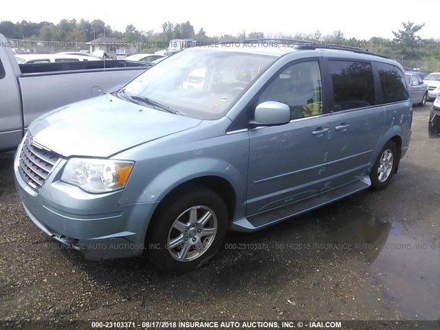 2A8HR54P58R639336 - 2008 CHRYSLER TOWN & COUNTRY TOURING Light Blue photo 2