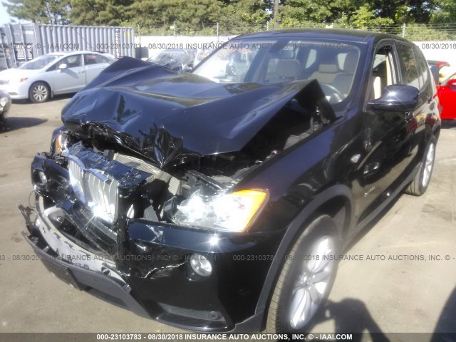 5UXWX9C54D0A24374 - 2013 BMW X3 XDRIVE28I BLACK photo 2