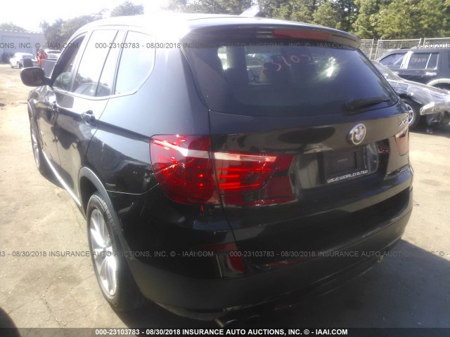 5UXWX9C54D0A24374 - 2013 BMW X3 XDRIVE28I BLACK photo 3