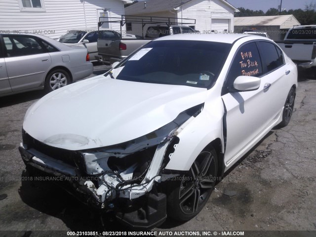 1HGCR2F57GA109966 - 2016 HONDA ACCORD SPORT WHITE photo 2