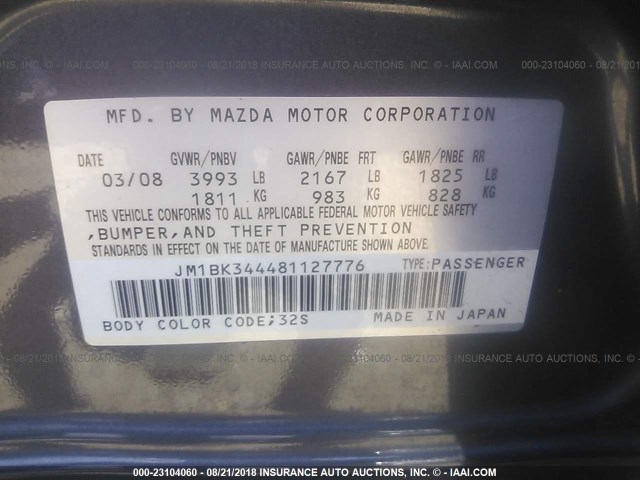 JM1BK344481127776 - 2008 MAZDA 3 HATCHBACK TAN photo 9