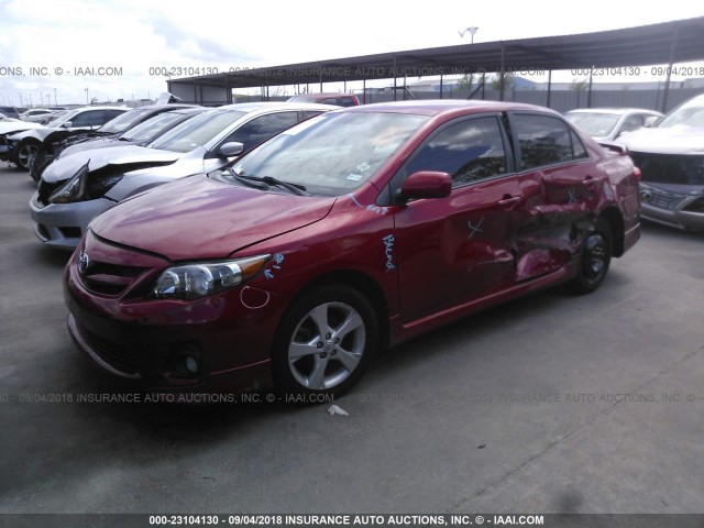 2T1BU4EE3BC744015 - 2011 TOYOTA COROLLA S/LE RED photo 2