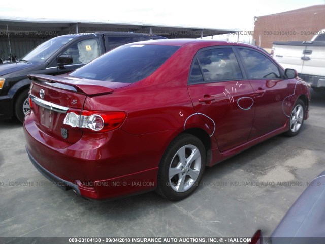 2T1BU4EE3BC744015 - 2011 TOYOTA COROLLA S/LE RED photo 4