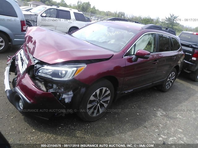 4S4BSBLC5F3317683 - 2015 SUBARU OUTBACK 2.5I LIMITED RED photo 2