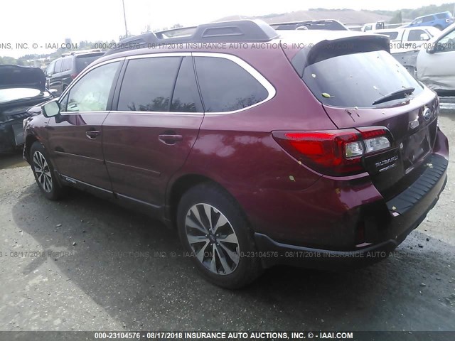 4S4BSBLC5F3317683 - 2015 SUBARU OUTBACK 2.5I LIMITED RED photo 3