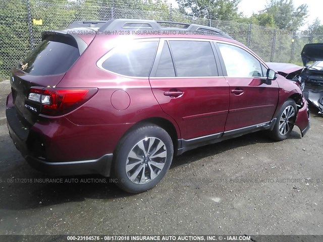 4S4BSBLC5F3317683 - 2015 SUBARU OUTBACK 2.5I LIMITED RED photo 4