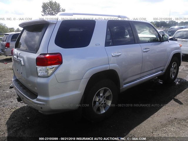 JTEBU5JR1B5074777 - 2011 TOYOTA 4RUNNER SR5/LIMITED/TRAIL SILVER photo 4