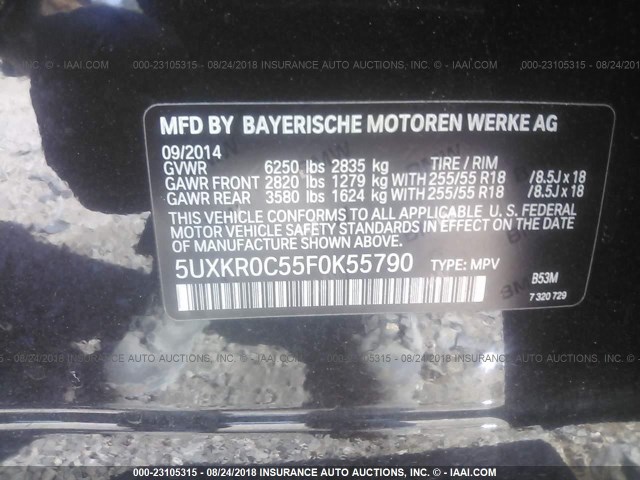 5UXKR0C55F0K55790 - 2015 BMW X5 XDRIVE35I BROWN photo 9