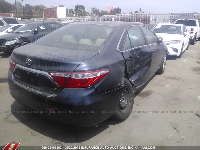 4T4BF1FK0GR558506 - 2016 TOYOTA CAMRY LE/XLE/SE/XSE BLUE photo 4