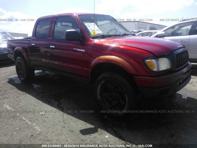 5TEHN72N11Z842305 - 2001 TOYOTA TACOMA DOUBLE CAB RED photo 1