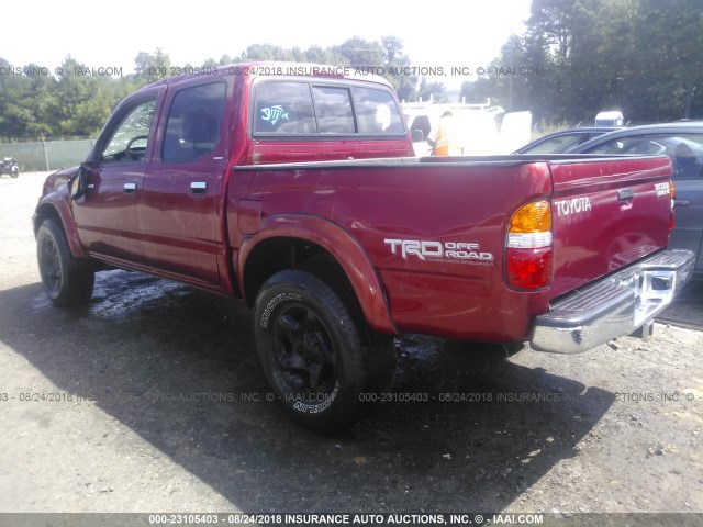 5TEHN72N11Z842305 - 2001 TOYOTA TACOMA DOUBLE CAB წითელი ფოტო 3