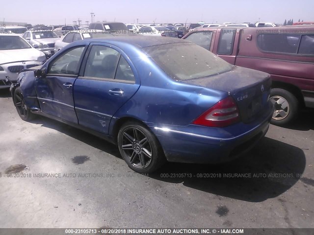 WDBRF61J92F150672 - 2002 MERCEDES-BENZ C 240 BLUE photo 3