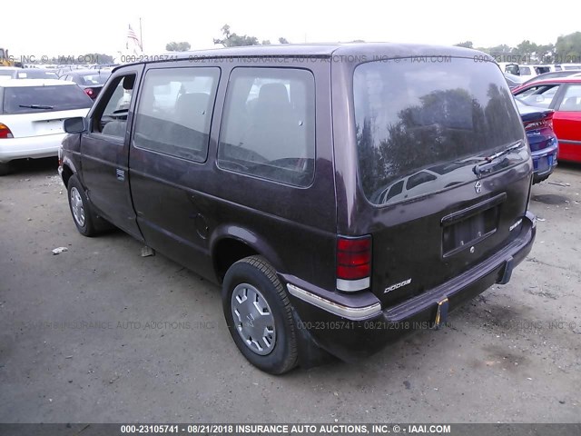 2B4GK2532MR259718 - 1991 DODGE CARAVAN MAROON photo 3