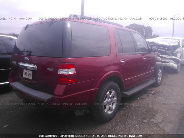 1FMFU15528LA36268 - 2008 FORD EXPEDITION XLT RED photo 4