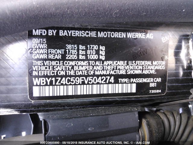 WBY1Z4C59FV504274 - 2015 BMW I3 REX Qəhvəyi foto 9