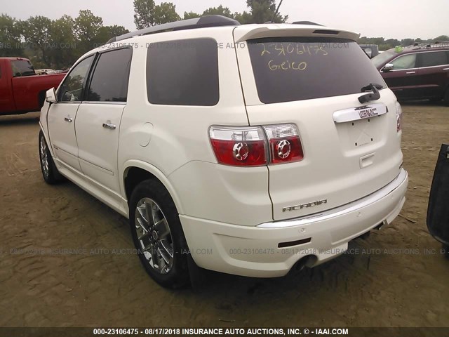 1GKKVTED5BJ211025 - 2011 GMC ACADIA DENALI WHITE photo 3