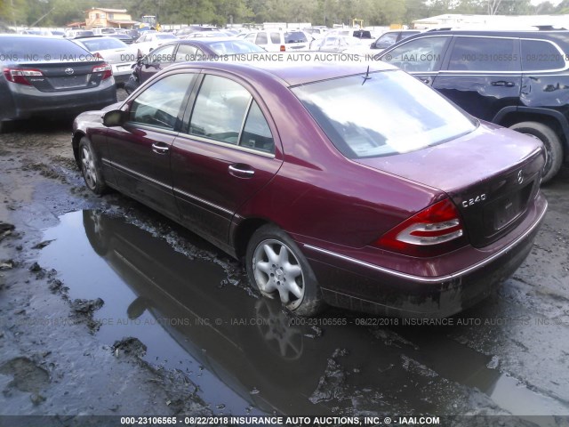 WDBRF61J92F204973 - 2002 MERCEDES-BENZ C 240 RED photo 3