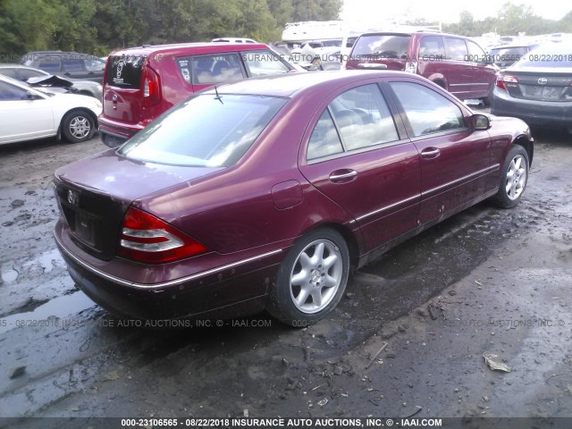 WDBRF61J92F204973 - 2002 MERCEDES-BENZ C 240 RED photo 4