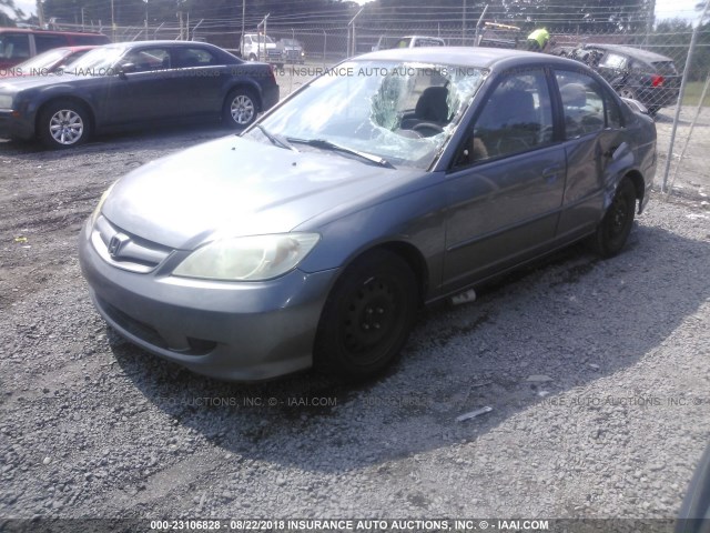 2HGES16505H596515 - 2005 HONDA CIVIC LX GRAY photo 2