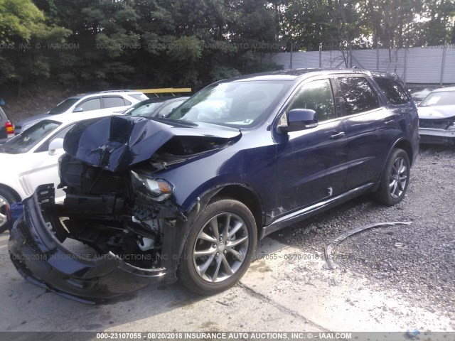 1C4RDJDG3HC830040 - 2017 DODGE DURANGO GT BLUE photo 2