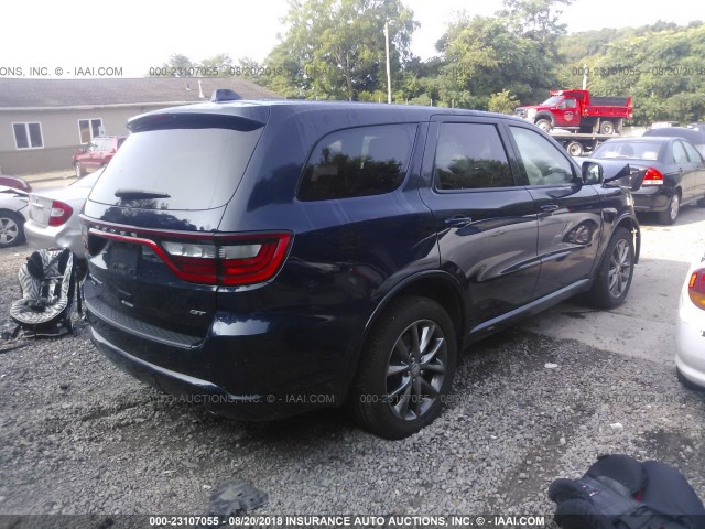 1C4RDJDG3HC830040 - 2017 DODGE DURANGO GT BLUE photo 4