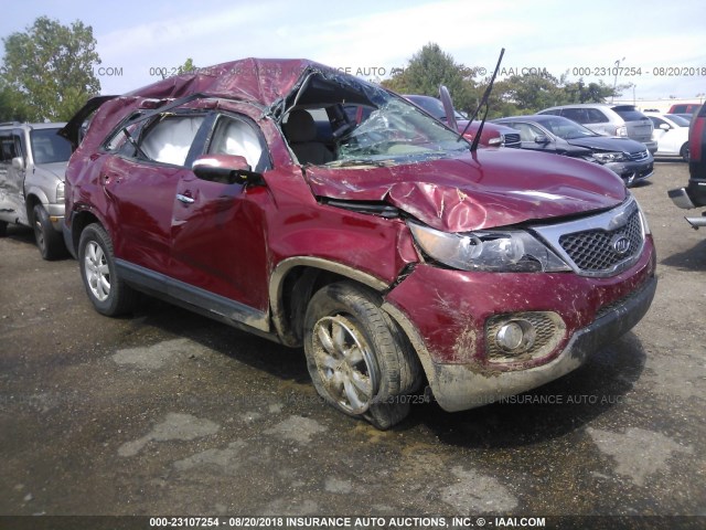 5XYKT3A13BG046198 - 2011 KIA SORENTO LX RED photo 1