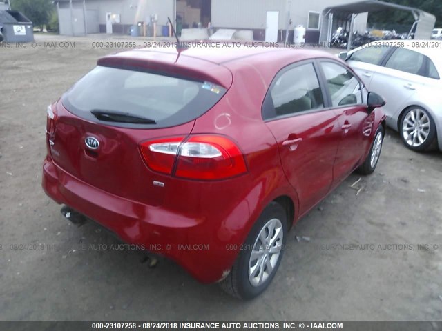 KNADM5A32D6106915 - 2013 KIA RIO LX RED photo 4