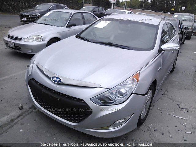 KMHEC4A43DA072201 - 2013 HYUNDAI SONATA HYBRID SILVER photo 2