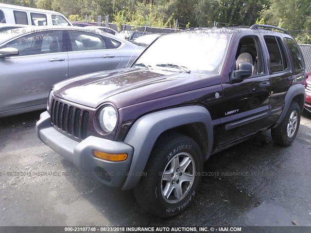 1J4GL48K94W258064 - 2004 JEEP LIBERTY SPORT MAROON photo 2