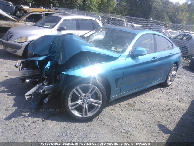 WBA4J3C51KBL05857 - 2019 BMW 430XI GRAN COUPE TURQUOISE photo 2