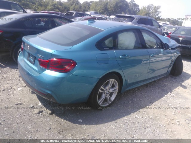 WBA4J3C51KBL05857 - 2019 BMW 430XI GRAN COUPE TURQUOISE photo 4