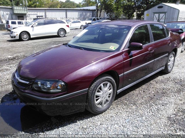 2G1WF52E229364565 - 2002 CHEVROLET IMPALA BURGUNDY photo 2