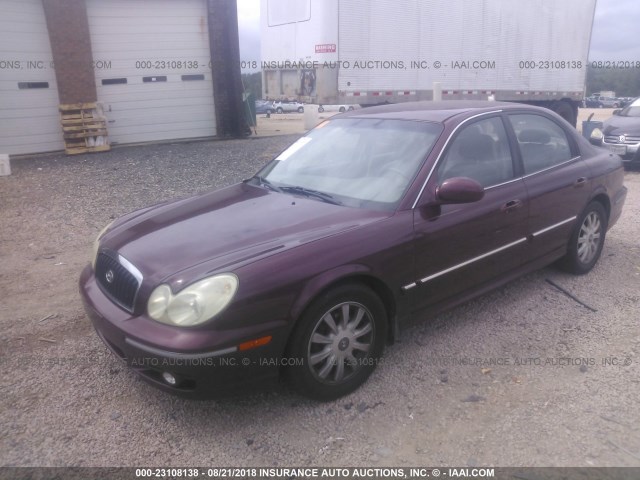 KMHWF35H04A997375 - 2004 HYUNDAI SONATA GLS/LX BURGUNDY photo 2