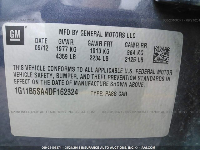 1G11B5SA4DF162324 - 2013 CHEVROLET MALIBU LS 蓝色 照片 9