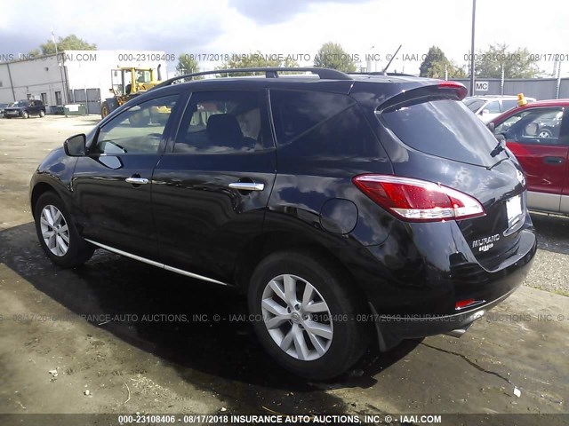 JN8AZ1MWXCW229449 - 2012 NISSAN MURANO S/SL/LE BLACK photo 3