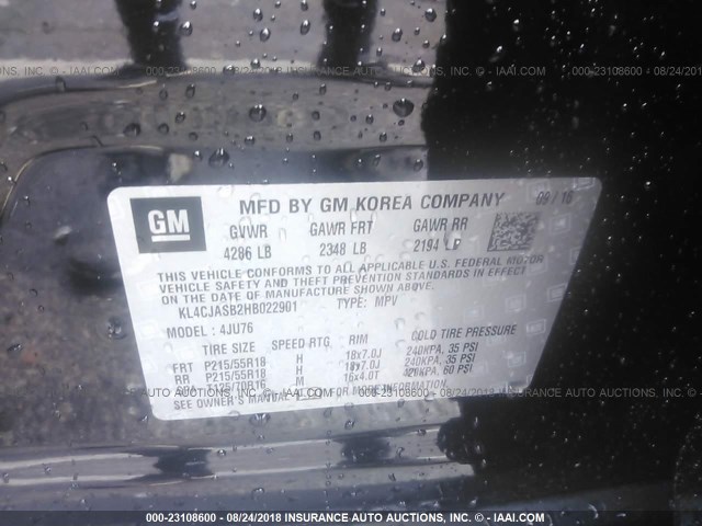 KL4CJASB2HB022901 - 2017 BUICK ENCORE PREFERRED Schwarz Foto 9