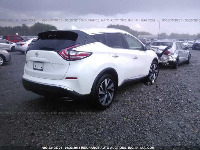 5N1AZ2MG1GN161723 - 2016 NISSAN MURANO S/SL/SV/PLATINUM WHITE photo 4